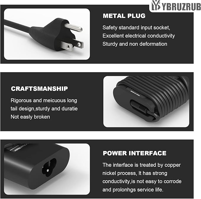 65w 45w USB-C Type C Laptop Charger Compatible with Dell Latitude 7275 7370 5420 5285 5290 5520 XPS 13 9250 9360 9365 9370 9380 9350 Chromebook 3100 3400 la65nm170 02YK0F Adapter Power Cord