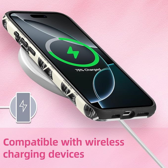 QLTYPRI Case for iPhone 16 Pro Max, Aesthetic Black Ribbon Bow Phone Case for Girls Women, Protective Hybrid 2-Layer Hard Shell Silicone Cover Durable Shockproof Phone Cover - Beige