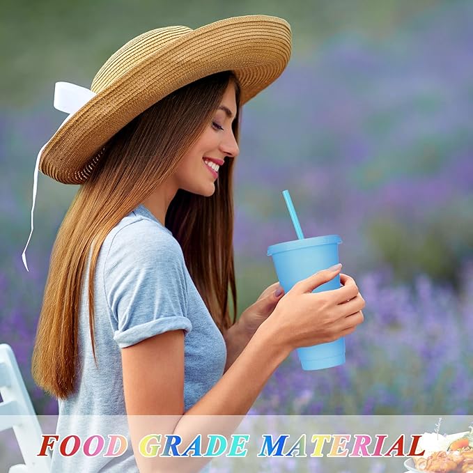 Honeydak 60 Pack Tumbler with Straw and Lid Bulk Glitter Plastic Cups Water Bottle Iced Coffee Travel Mug Reusable Party Favor Cups for Birthdays travel 24-27 oz (Shiny Color)