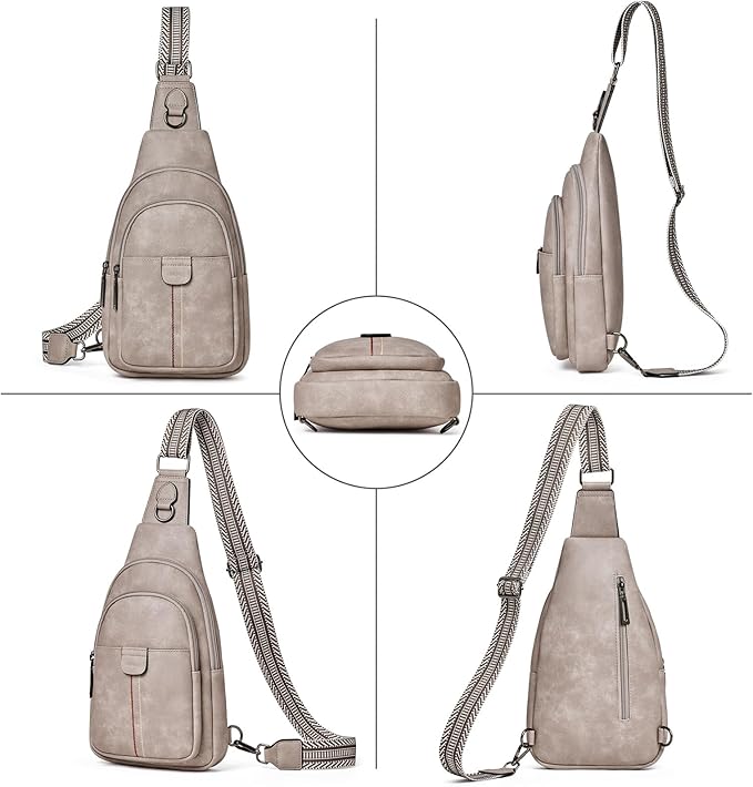 Womens Sling Bag Crossbody Bags for Women Vegan Leather Sling Backpack Daypack Fanny Pack Crossbody Purse Travel