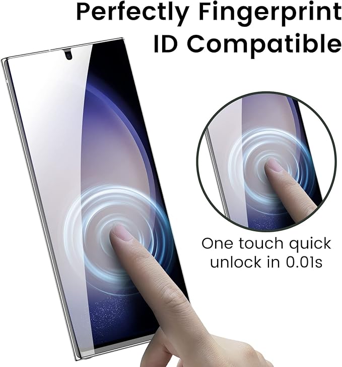 MOHAVE 2 Pack [Auto Alignment/Dust Removal] Privacy Screen Protector for SAMSUNG Galaxy S23 Ultra 5G 6.8″, 3D Curved Anti Spy Private Film, 7H Hybrid Material, 100% Ultrasonic Fingerprint ID