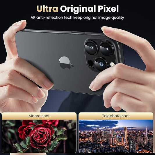 WSKEN for iPhone 16 Pro/iPhone 16 Pro Max Camera Lens Protector, [Military Grade Shatterproof] [Strong Adsorption] Metal Aluminum Alloy Tempered Glass Camera Screen Protector, Black Titanium