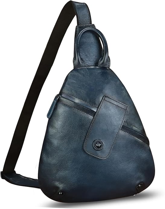 Genuine Leather Sling Bag for Men and Women Classical Real Leather Sling Backpack Purse Crossbody Bag for iPad Pro 11 inch