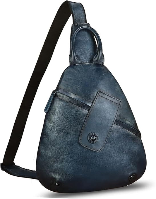 Genuine Leather Sling Bag for Men and Women Classical Real Leather Sling Backpack Purse Crossbody Bag for iPad Pro 11 inch