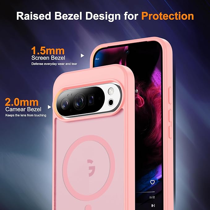 Compatible with Google Pixel 10 Case & Google Pixel 10 Pro Case with Magnetic [Compatible with Mag-Safe] Slim Translucent Matte Phone Cases with Anti-Fingerprint Tech, Pink
