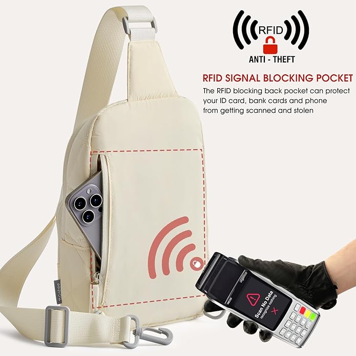 G4Free Sling Bag for Women, Casual Quilted Puffer Crossbody Purse Lightweight Fanny Packs for Daily Travel Work