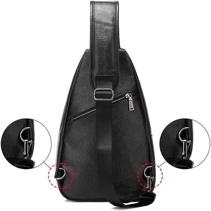 Small Sling Bag Crossbody Backpack Over the Shoulder Bag for Men Women Travel Outdoors, Lightweight Chest Pack (Small, PU leather)