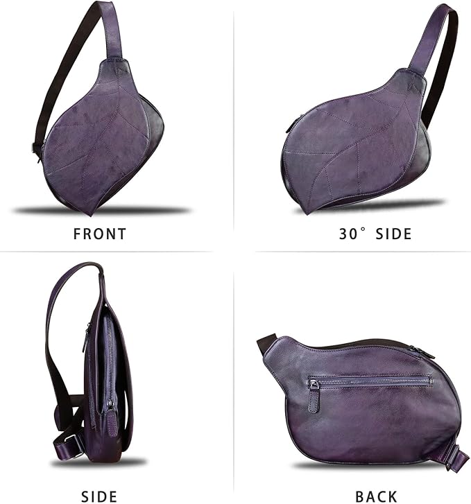 IVTG Genuine Leather Sling Bag for Women Vintage Real Leather Sling Backpack Fashion Shoulder Crossbody Bags Chest Bags