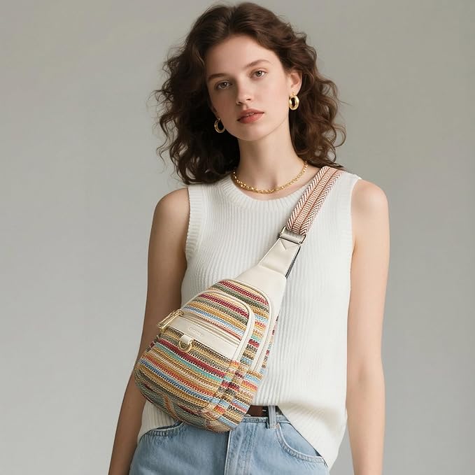 Womens Sling Bag Crossbody Bags for Women Vegan Leather Sling Backpack Daypack Fanny Pack Crossbody Purse Travel