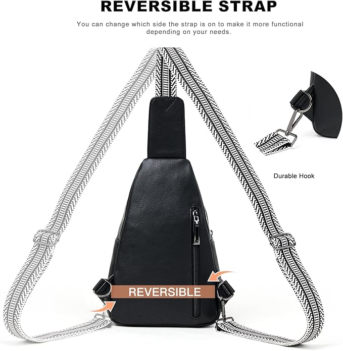 Sling Bag for Women Crossbody Purse Leather Crossbody Bag Fanny Pack Chest Pack for Travel Everyday Vacation