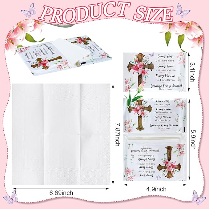 PerKoop 100 Packs Travel Size Tissues Disposable Pocket Facial Tissues Bulk for Travel Wedding Guest School Wallet Purse Home Supplies, 1000 Sheets 3 Ply(White Bible Cross)