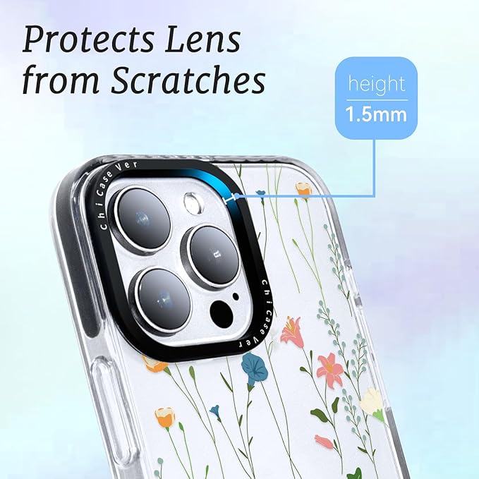 for iPhone 15 Case, Delicate Wildflower Pattern, Military-Grade Drop Protection, Cute Soft Slim TPU Protective Cover with Camera Lens Protection for Women & Girls