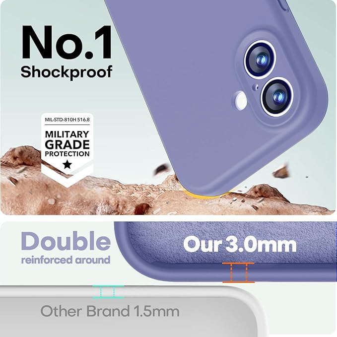 LOVE 3000 Designed for iPhone 17 Case, Premium Silicone [Compatible with Magsafe][Soft Anti-Scratch Microfiber Lining] Shockproof Protective Phone Case for Men Women 6.3", Lavender Grey