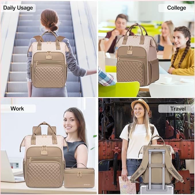 Lunch Backpack for Women, 15.6 inch Laptop Backpacks for Womens, Work Backpacks with Lunchbox,Insulated Back pack Cooler,Teacher Nurse Travel Backpack for Women