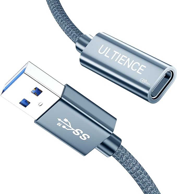 USB-C Female to USB 3.0 Male Adapter Cable, 10Gbps Ultra-Fast Transfer Speed, 60W Fast Charging, Durable Braided 1.2m Cable, Sturdy Metal Plug for Laptops, PCs & Smartphones (Grey 3.3ft)