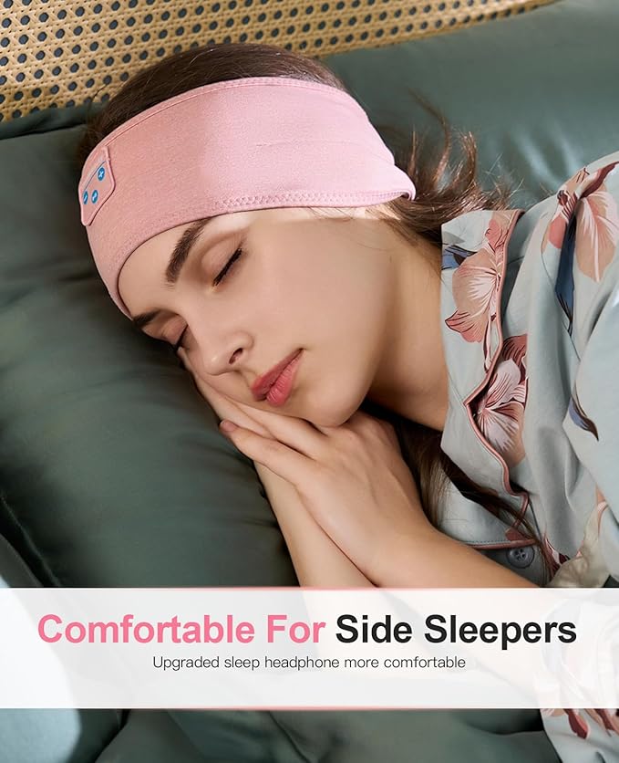Perytong Sleep Headphones - Headband Headphones - Bluetooth Headband Sleeping Headphones for Side Sleeper, Elastic Music Headphone Band Cozy ASMR Wireless Eye Mask Tech Gadgets Gifts for Women Men