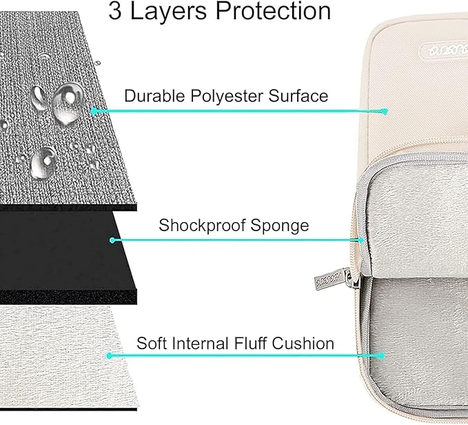 MOSISO Laptop Case 13.3 inch, 13-13.3 inch Laptop Sleeve Compatible with MacBook Air/Pro 13 / Pro 14, HP Dell ASUS Lenovo Notebook, Polyester Vertical Computer Sleeve Bag with Pocket, Sand