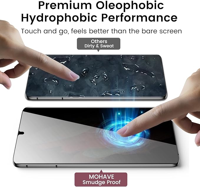MOHAVE 2 Pack [Auto Alignment/Dust Removal] Privacy Screen Protector for Samsung Galaxy S21 Ultra 5G 6.8″, 3D Curved Anti Spy Private Film, 7H Hybrid Material, 100% Ultrasonic Fingerprint ID