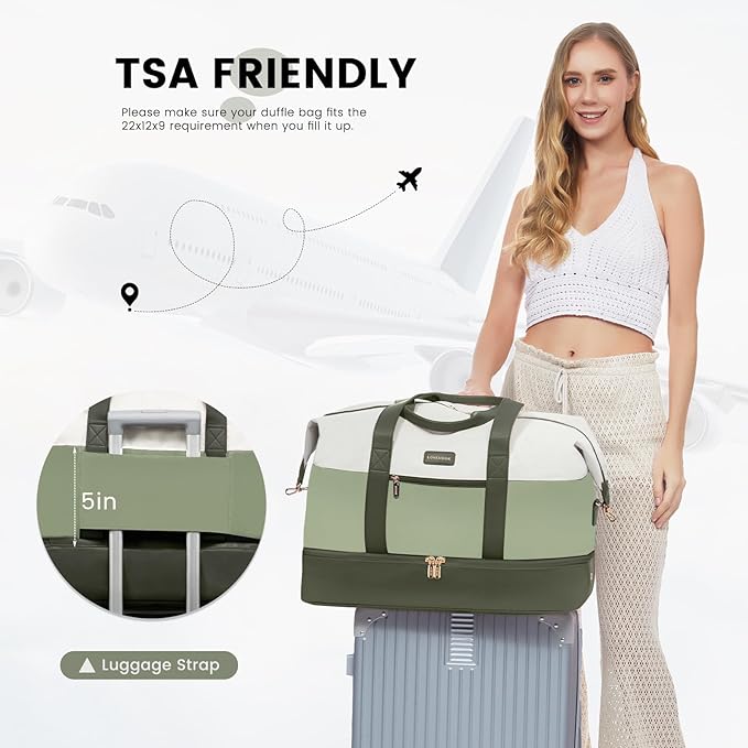 LOVEVOOK Weekender Bag, Large Travel Duffel Bag for Women with 2 Packing Cubes, Carry on Overnight Bag with Shoe Compartment, Mom Hospital Bags for Labor and Delivery