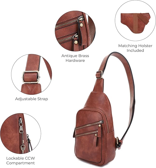 JESSIE & JAMES Jeannie Unisex Multi-Pocket Concealed Carry Sling Bag Crossbody Backpack Purse