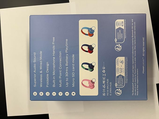 PowerLocus PLED Kids Bluetooth Headphones, Kids Wireless Headphones with LED Lights, 74/85/94dB Safe Volume, Micro SD, AUX Cable, Hi-Fi Stereo, Built-in Mic Over Ear Kid Headphone for Travel/Tablet/PC