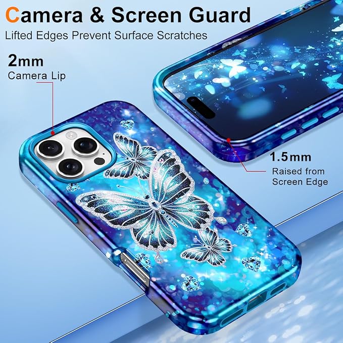 Btscase for iPhone 16 Pro Max Case [Compatible with Magsafe] [Military-Grade Drop Protection] Slim Anti-Scratch Smooth Touch TPU Bumper Shockproof Magnetic Phone Case for Women Girls Men, Cyan