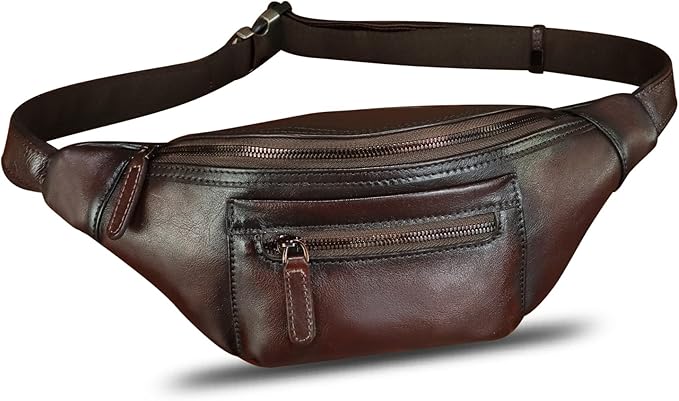 Genuine Leather Fanny Pack for Men and Women Vintage Handmade Leather Waist Bag Sling Bag Sling Backpack Purse Hip Crossbody Bag (Coffee)