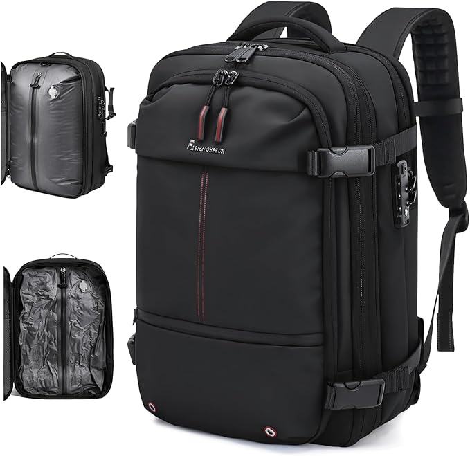 Travel Backpack with Vacuum System,60L Expandable Vacuum Backpack Travel with TSA Lock,17.3 inch Laptop Backpacks Vacpack Backpacks with Vacuum(Black,No Air Pump)