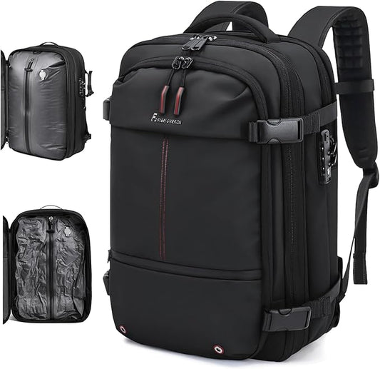 Travel Backpack with Vacuum System,60L Expandable Vacuum Backpack Travel with TSA Lock,17.3 inch Laptop Backpacks Vacpack Backpacks with Vacuum(Black,No Air Pump)