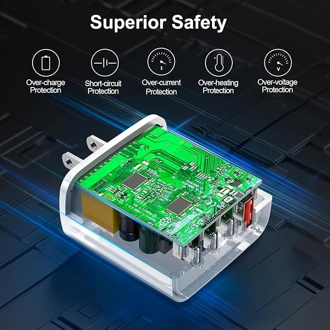 USB C Wall Charger, Amoner 2Pack 30W 4Ports iPhone Fast Charger Block (1 USB A Port +3 USB C Ports), iPhone Cube Adapter Compatible for 16/16Pro/16ProMax/15/15 Pro/14/13/12/11/SE/XS and More