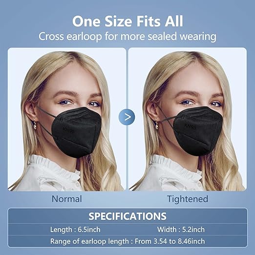 HALIDODO 60 Packs Individually Wrapped KN95 Face Mask 5-Ply Breathable & Comfortable Filter Safety Mask with Elastic Ear loop and Nose Bridge Clip, Protective Face Cover Mask, Multi Color