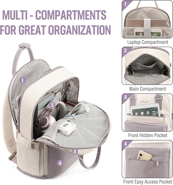 LOVEVOOK Laptop Backpack for Women 15.6 Inch Laptop Bag with USB Port, Fashion Waterproof Backpacks Teacher Nurse Stylish Travel Bags Vintage Daypacks for College Work