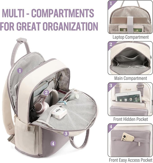 LOVEVOOK Laptop Backpack for Women 15.6 Inch Laptop Bag with USB Port, Fashion Waterproof Backpacks Teacher Nurse Stylish Travel Bags Vintage Daypacks for College Work