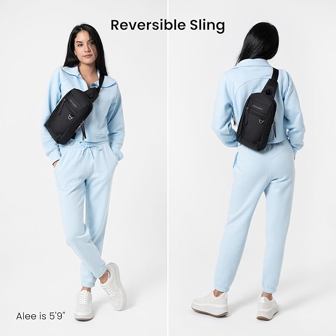 Sherpani Metro, Anti Theft Sling Bag, Sling Backpack, 5L Travel Bag, Shoulder Chest Purse, Crossbody Backpack for Women, Metal Hardware, Travel Gift (Carbon Pro)