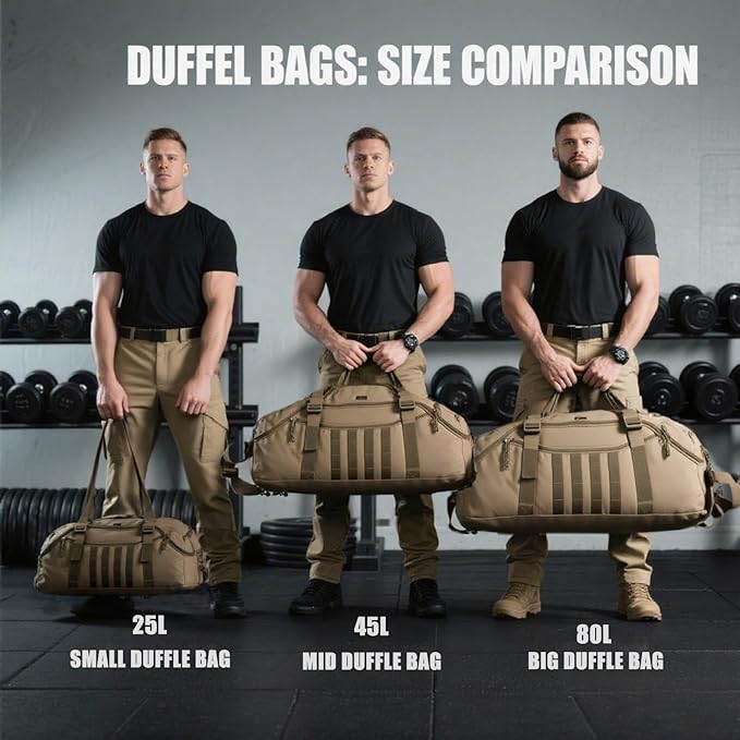 Travel Duffle Bag Backpack for Men - Large Tactical Bags Weekender Gym Bag for Overnight Traveling Military Workout Deployment Sports (Coyote, 80L)