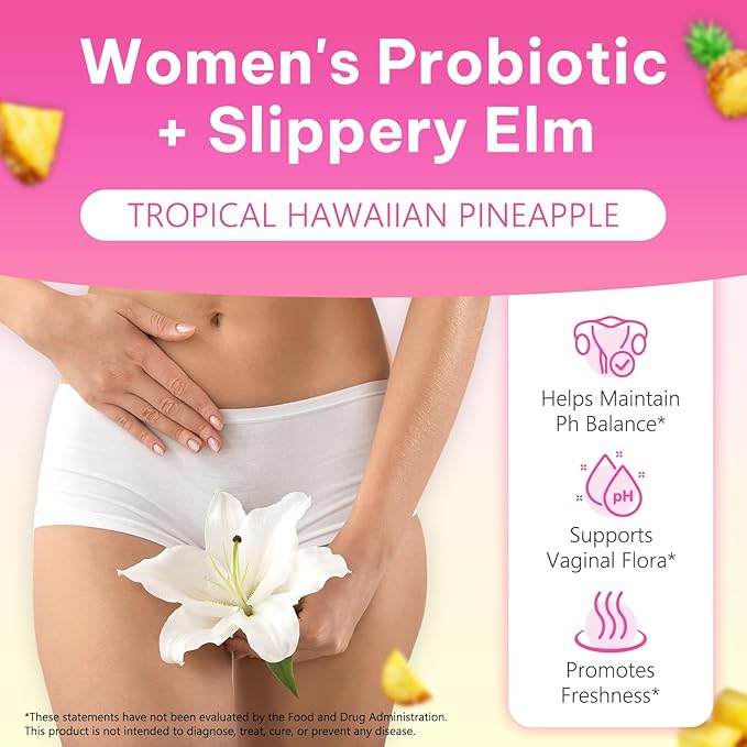 Vaginal Probiotics for Women Gummies,Digestive Health Support,PH Balance,Immune Support,Yeast Control,Odor Relief,Promotion of Womens Health,Natural Pineapple Flavor,Vegan,Gluten-Free,60 Count (1)
