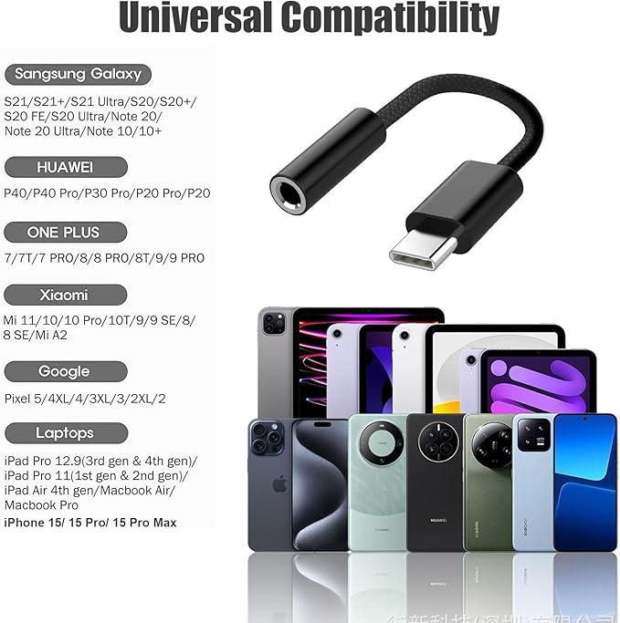 Fidioto 2 Pack Black USB Type C to 3.5mm Female Headphone Jack Adapter,USBC to Audio Jack Converter, USB C to Aux Audio Dongle Cable Cord Compatible with 16/16 Pro Max/16 Pro/16 Plus, iPad Pro,etc