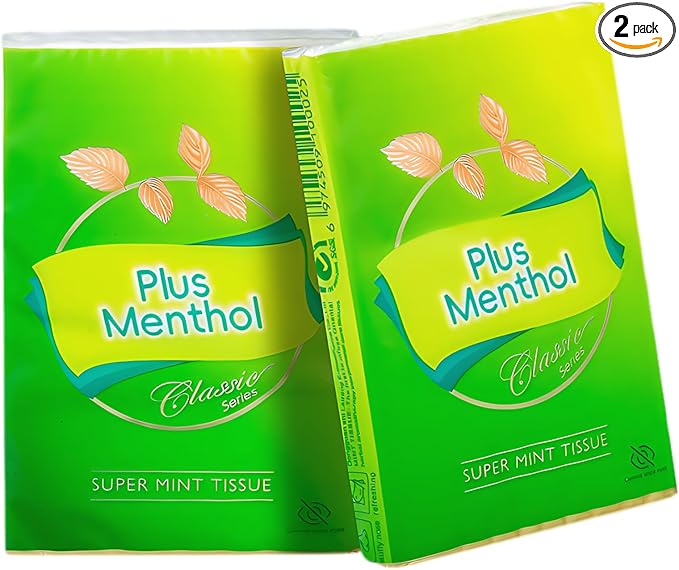 Menthol Lotion Pocket Tissues, Travel Size 4-Ply Thick & Soft, 2 Pack (20 Tissues Total)