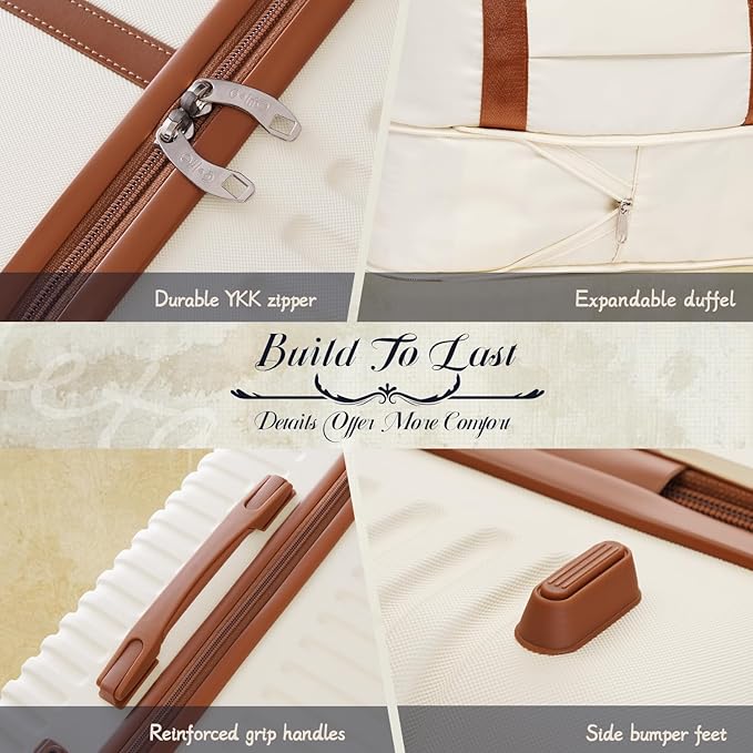 Coolife Suitcase Set 3 Piece Luggage Set Carry On Travel Luggage TSA Lock Spinner Wheels Hardshell Lightweight Luggage Set(Dark Green, 5 piece set)