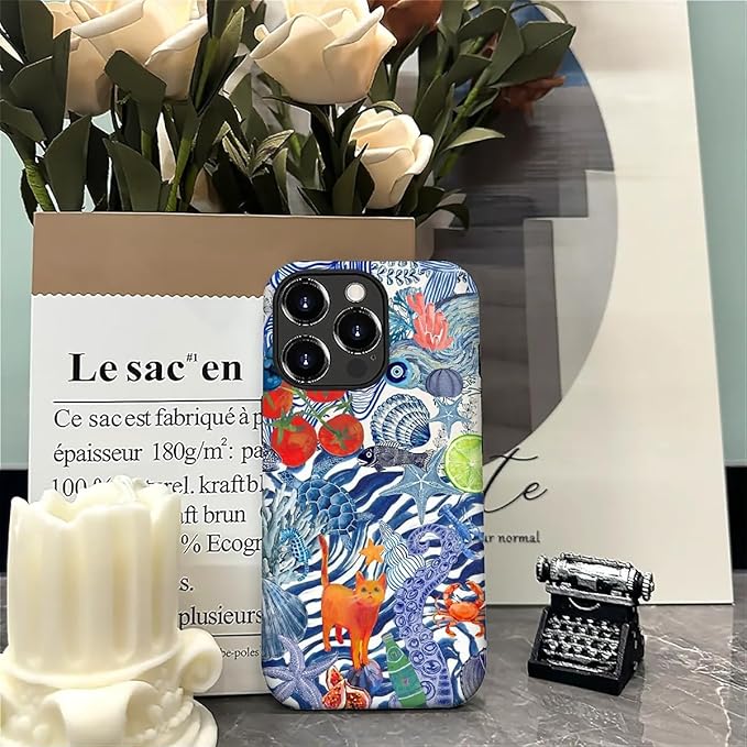 Case for iPhone 16 Pro,Leopard Cherry Shell Aesthetics for Woman Men Full Body Protective Cover Shockproof 2 in 1 Silicone + Hard PC Case for iPhone 16 Pro