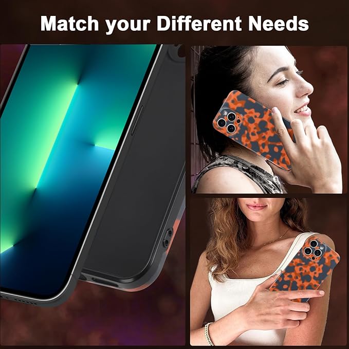 Phone Case for iPhone 13 Pro Max Case Rusty Tortoiseshell Print TPU Slim Phone Cover for Women Girls Grily Brown Shockproof Phone Cover for iPhone 13 Pro Max, Tortoise Print
