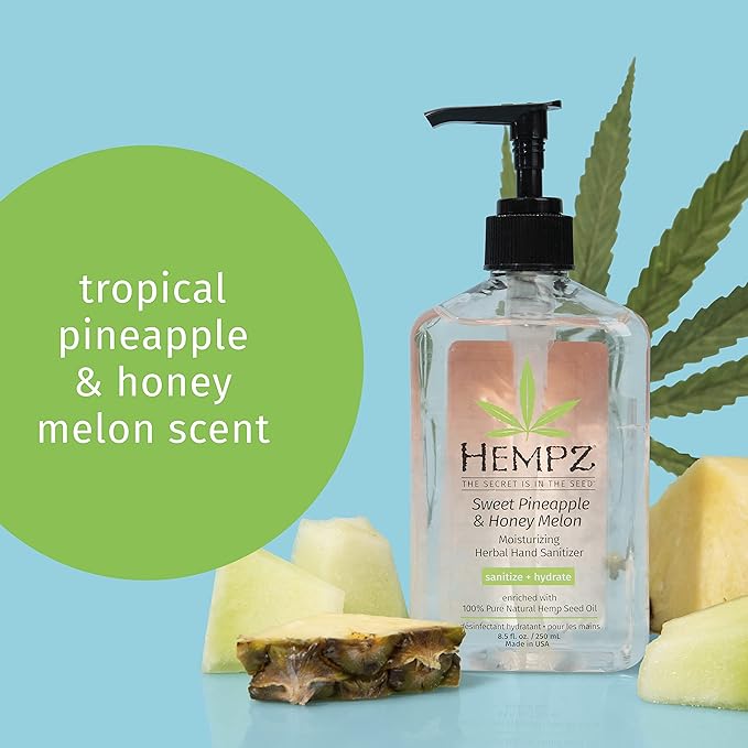 Hempz Sweet Pineapple & Honey Melon Moisturizing Herbal Hand Sanitizer, 8.5 Fl Oz