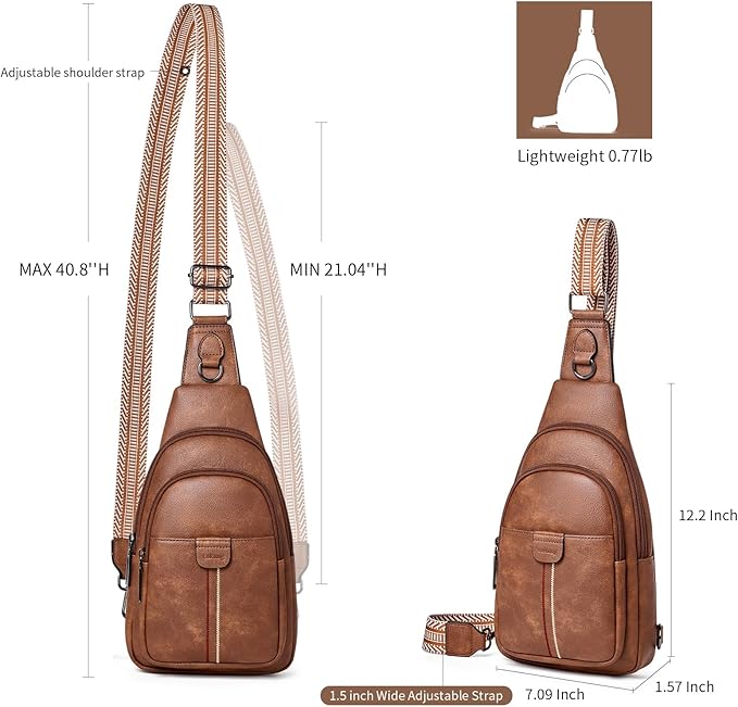 Womens Sling Bag Crossbody Bags for Women Vegan Leather Sling Backpack Daypack Fanny Pack Crossbody Purse Travel