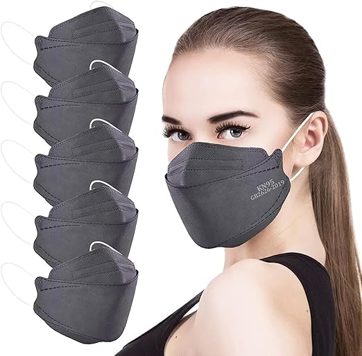 akgk KN95 Face Masks 50 Pack, 5-Ply Disposable Grey Face Mask Against PM 2.5 Smoke and Dust