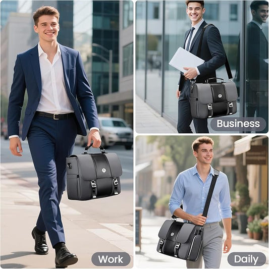 MATEIN Messenger Bag for Work with Cooler, Stylish PU Leather 15.6 Inch Men's Laptop Bag Briefcase with USB Charging Port, Waterproof Business Computer Crossbody Shoulder Satchel for Office Commuting