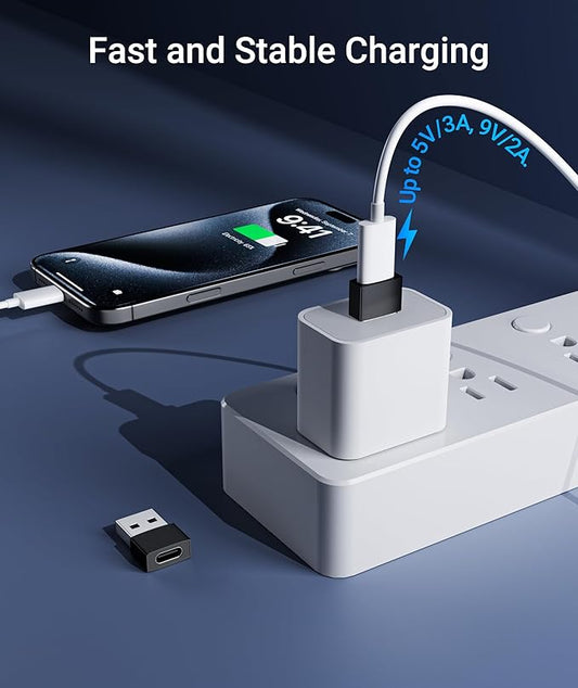 Syntech USB C Female to USB Male Adapter Pack of 3, Type C to USB A Converter Compatible with iPhone 17/16/15/14/13 Pro Max iPad Air 7 6 Apple Watch Series 10/9/8 AirPods 3 Samsung Galaxy etc, Black