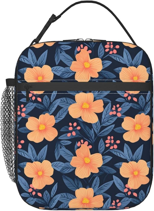 Floral Lunch Box for Women Kids Girls Men Insulated Lunch Bag Lunchbox Adults Lunch Tote Bags Reusable Cooler for Work Office School Picnic Travel
