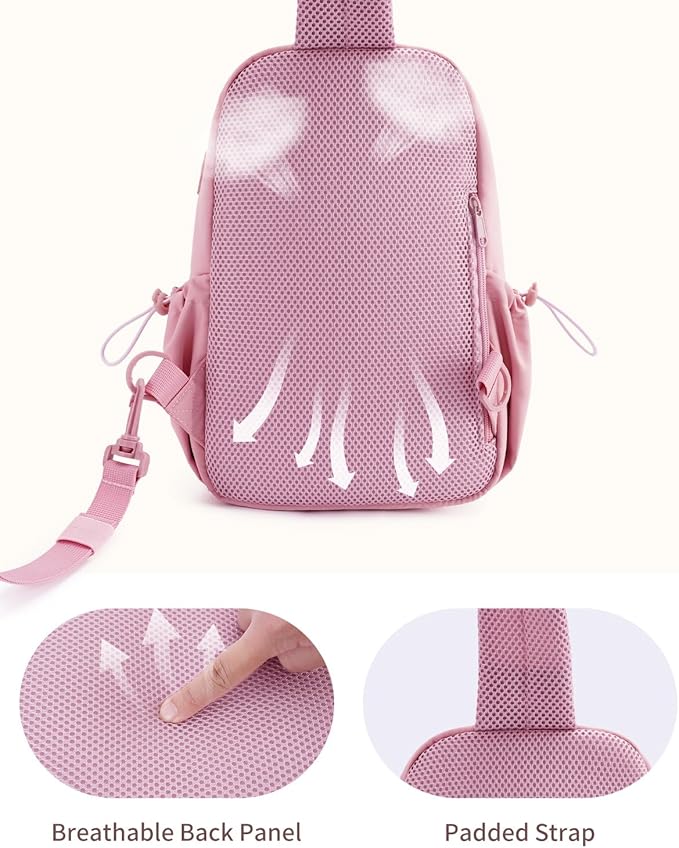 Wandering Nature Sling Bag for Women Lightweight Quilted Crossbody Bag Fits for 11" Tablet with Breathable Back Panel Anti Theft Pocket Padded Strap USB Charge Port, Ideal for Travel, Daily Use