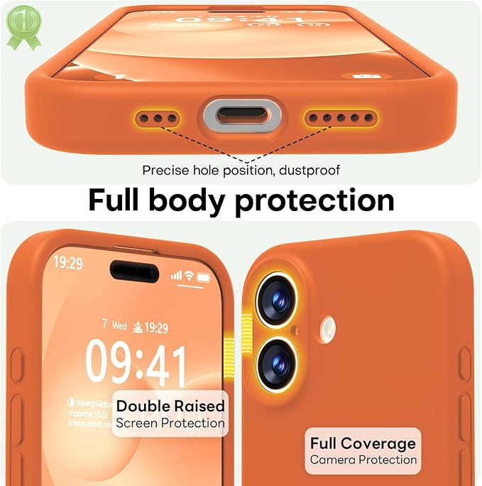 LOVE 3000 Designed for iPhone 17 Case, Premium Silicone [Compatible with Magsafe][Soft Anti-Scratch Microfiber Lining] Shockproof Protective Phone Case for Men Women 6.3", Bright Orange