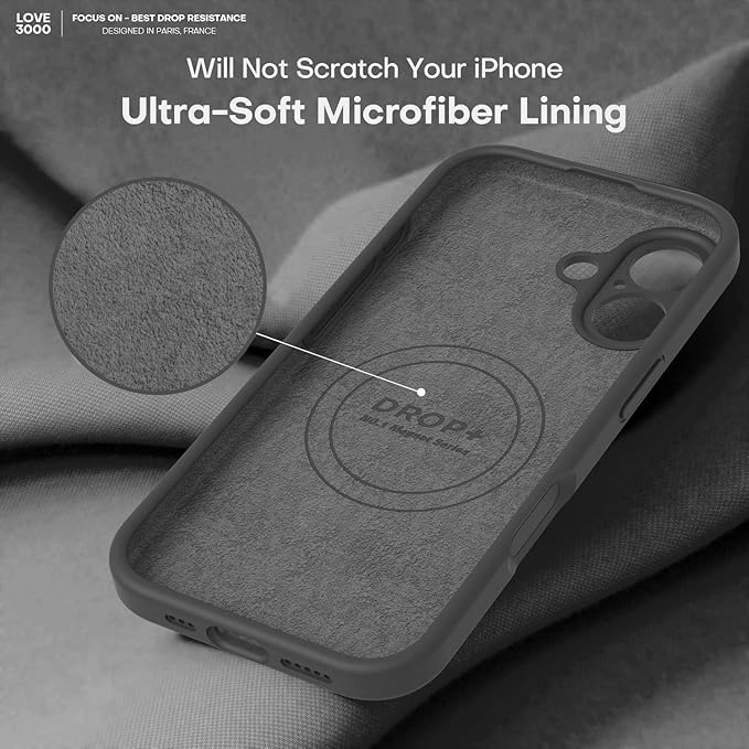 LOVE 3000 Designed for iPhone 17 Case, Premium Silicone [Compatible with Magsafe][Soft Anti-Scratch Microfiber Lining] Shockproof Protective Phone Case for Men Women 6.3", Black